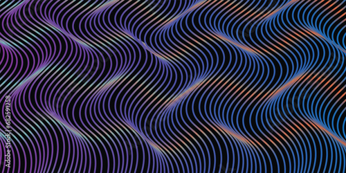 technology abstract lines on black background. Undulate colorful Wave Swirl, frequency sound wave, twisted curve lines with blend effect abstract vektor colorful lines wave arts vector lines wave