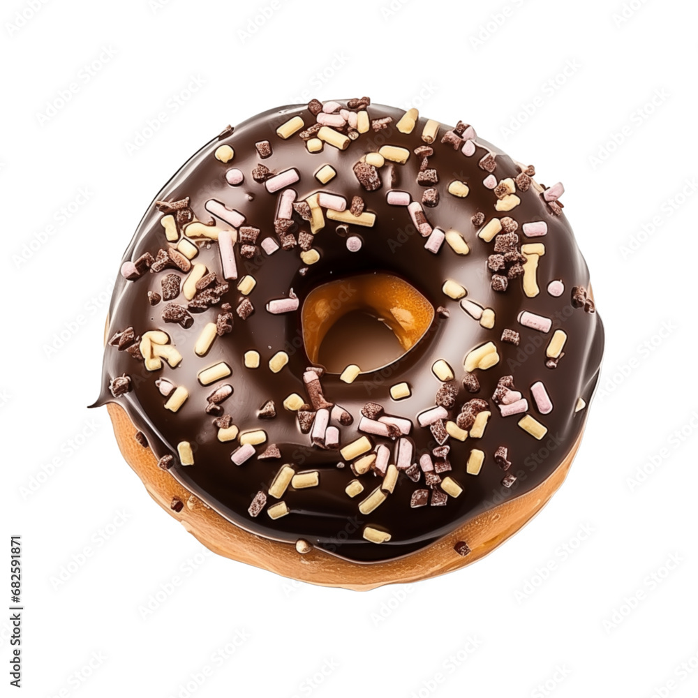 Top view donut isolated transparent, Generative AI Top view donut isolated transparent, Generative AI