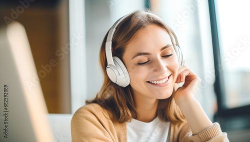 woman relaxing with listening music