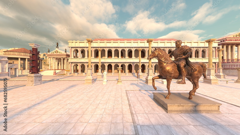 Obraz premium 山頂の宮殿 3DCG レンダリング