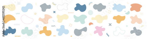 Liquid shape elements. Abstract blotch shape. Set of modern graphic elements. Fluid dynamical colored forms banner. Gradient abstract liquid shapes.