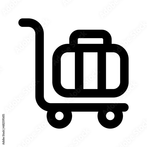 luggage cart line icon