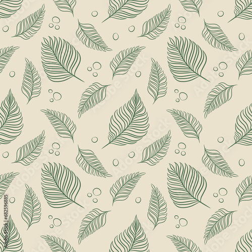  fern outline leaves pattern on cream background