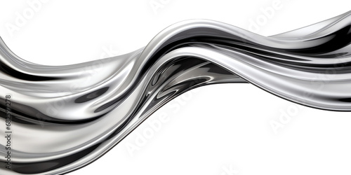 Abstract silver metallic wave band isolated on transparent background photo