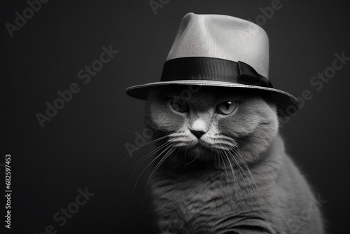 Cats Solid Color Background Gray Hat Pet Photography Pictures