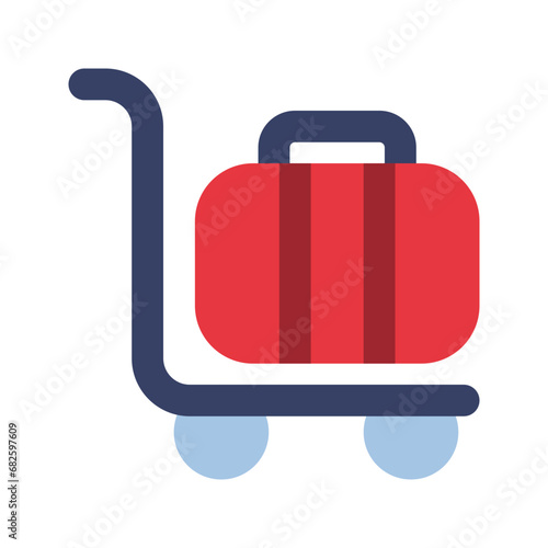 luggage cart flat icon