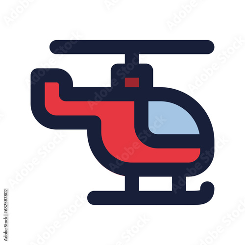 helicopter flat line icon