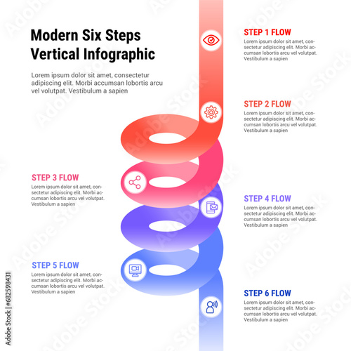 Modern Six Steps Vertical Infographic
