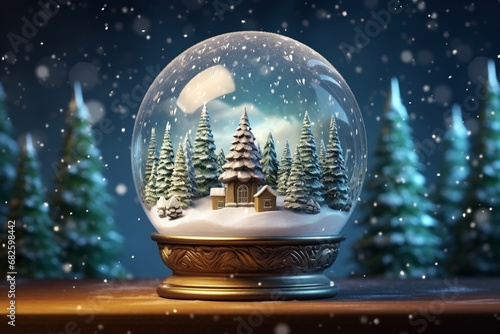 Christmas Snow globe with the falling snow, illustration 3d © Robin
