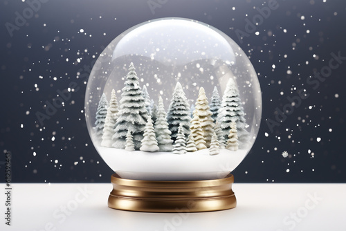 Christmas Snow globe with the falling snow  illustration 3d