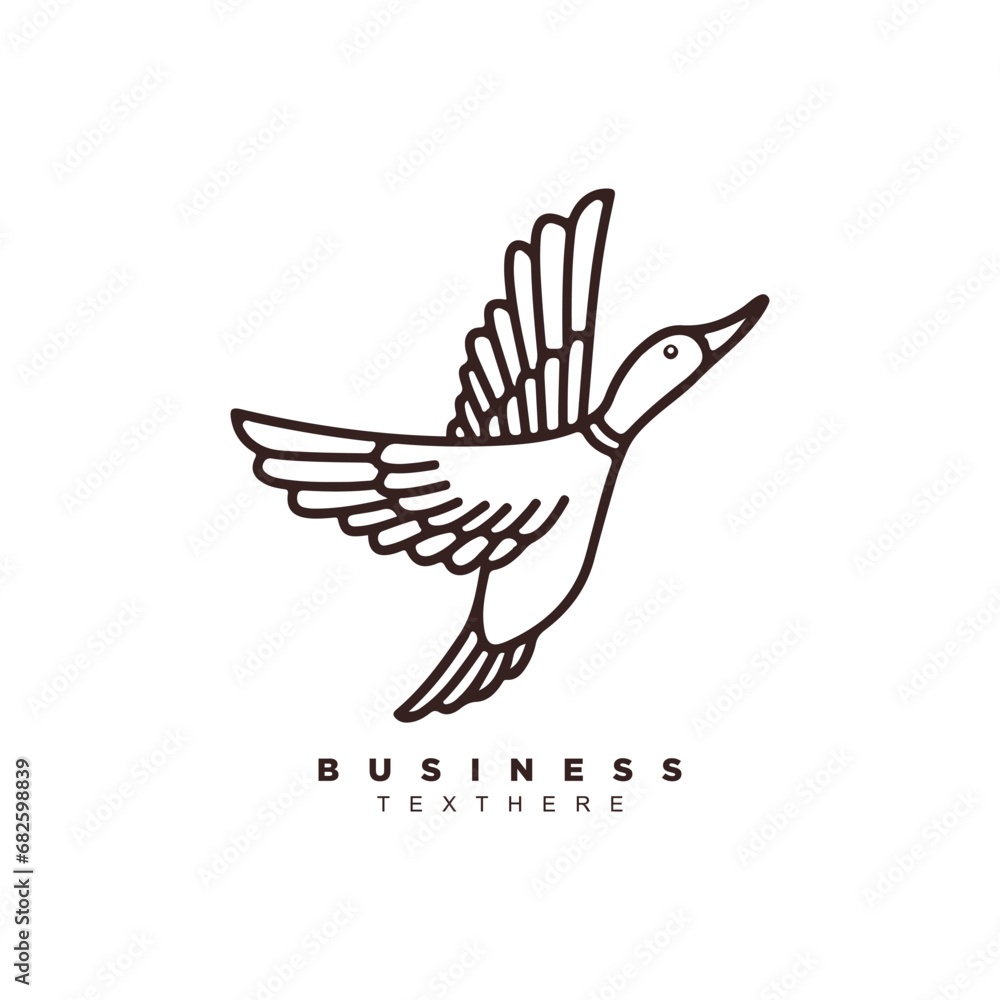 simple linear flying duck vector art design simple linear flying duck vector art design