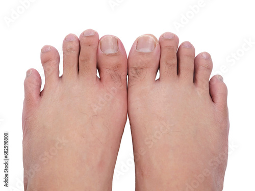 Top view of human feet, person toes, cut out isolated
