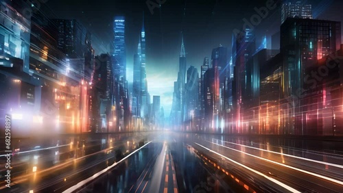 ネオンカラーの都市風景,Generative AI  photo