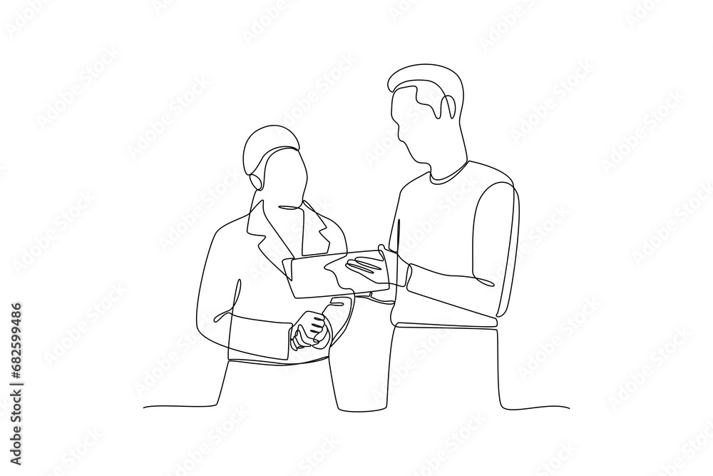 One continuous line drawing of Business people shaking hands. Agreement, trust, cooperation concept. Doodle vector illustration in simple linear style. One continuous line drawing of Business people shaking hands. Agreement, trust, cooperation concept. Doodle vector illustration in simple linear style.
