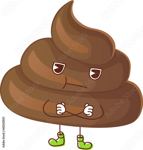 Poop ironic character expressing a sulking and offended emotion.