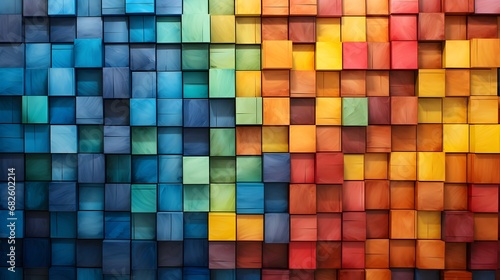 Colorful Geometric Wall of Cubes