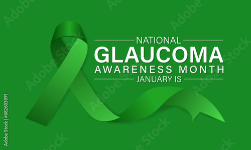 Glaucoma Awareness Month in January .Green ribbon.  Its know save your eyes. Banner, poster, card, background design. Vector design .