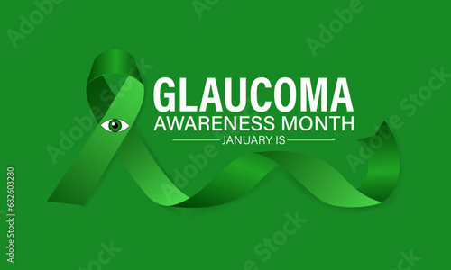 Glaucoma Awareness Month in January .Green ribbon.  Its know save your eyes. Banner, poster, card, background design. Vector design .