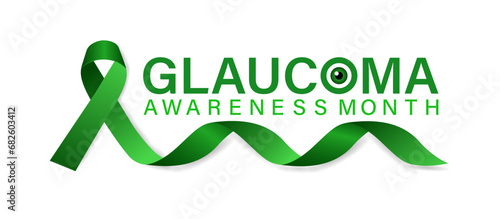 Glaucoma Awareness Month in January .Green ribbon.  Its know save your eyes. Banner, poster, card, background design. Vector design .