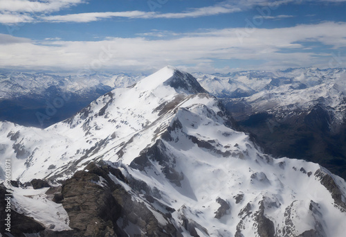 Aerial view of mountains in Cordillera Blanca, Peru