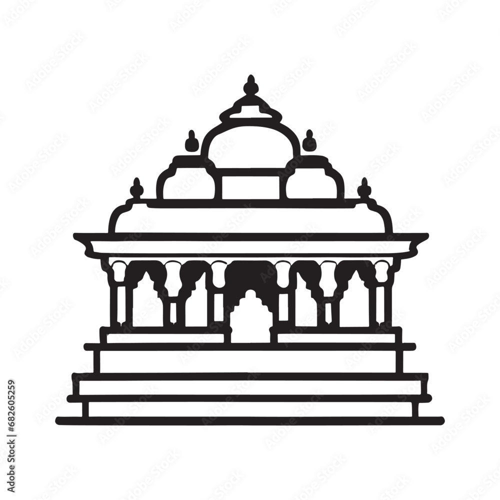 line illustration of jawanese traditional building