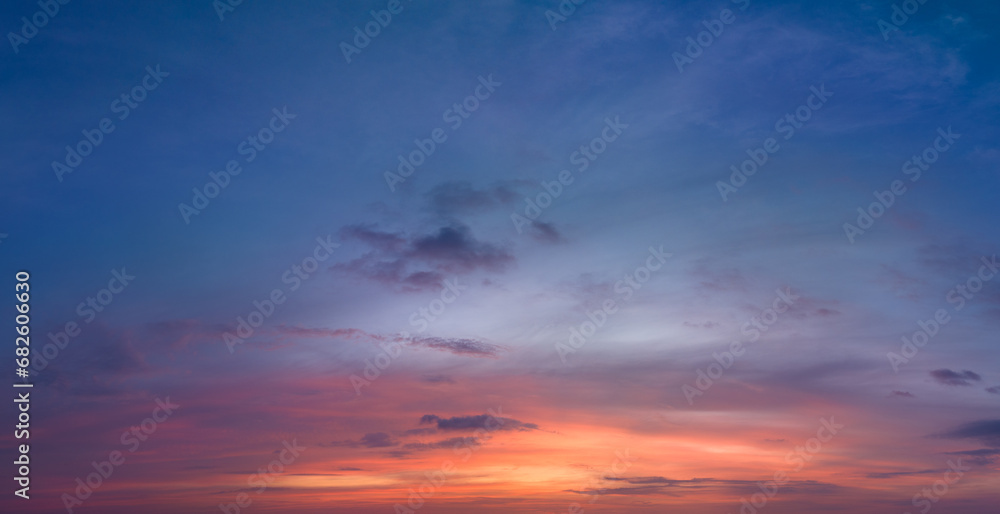 Aerial view amazing colorful sky in sunset above the ocean..beautiful landscape with sweet purple sky in sunset a panoramic view. .Dramatic Sky at sweet Sunset and purple hour