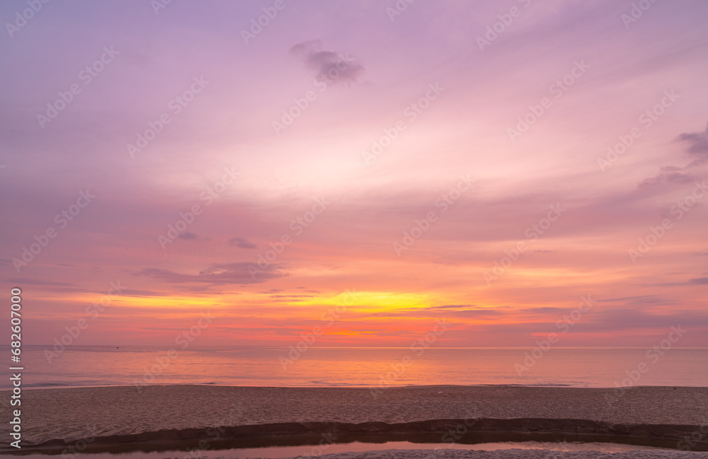 amazing colorful cloud in beautiful sunset above the sea..beautiful sunrise landscape amazing light of nature sky over horizon..colorful sky sunset or sunrise background.