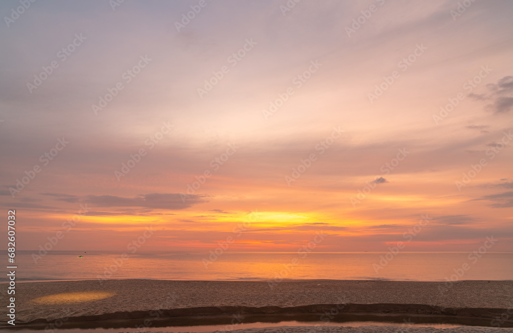 amazing colorful cloud in beautiful sunset above the sea..beautiful sunrise landscape amazing light of nature sky over horizon..colorful sky sunset or sunrise background.