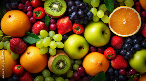 fresh fruits background healthy eating dieting concept