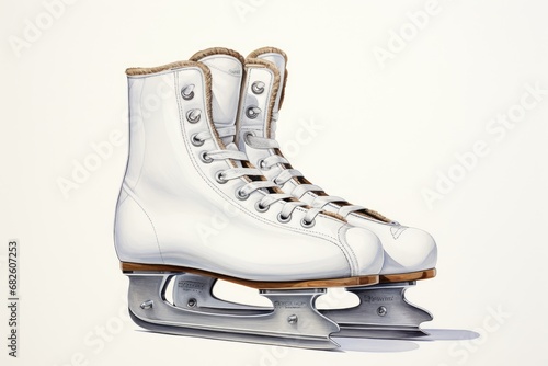 Ice Skates, white background , drawing