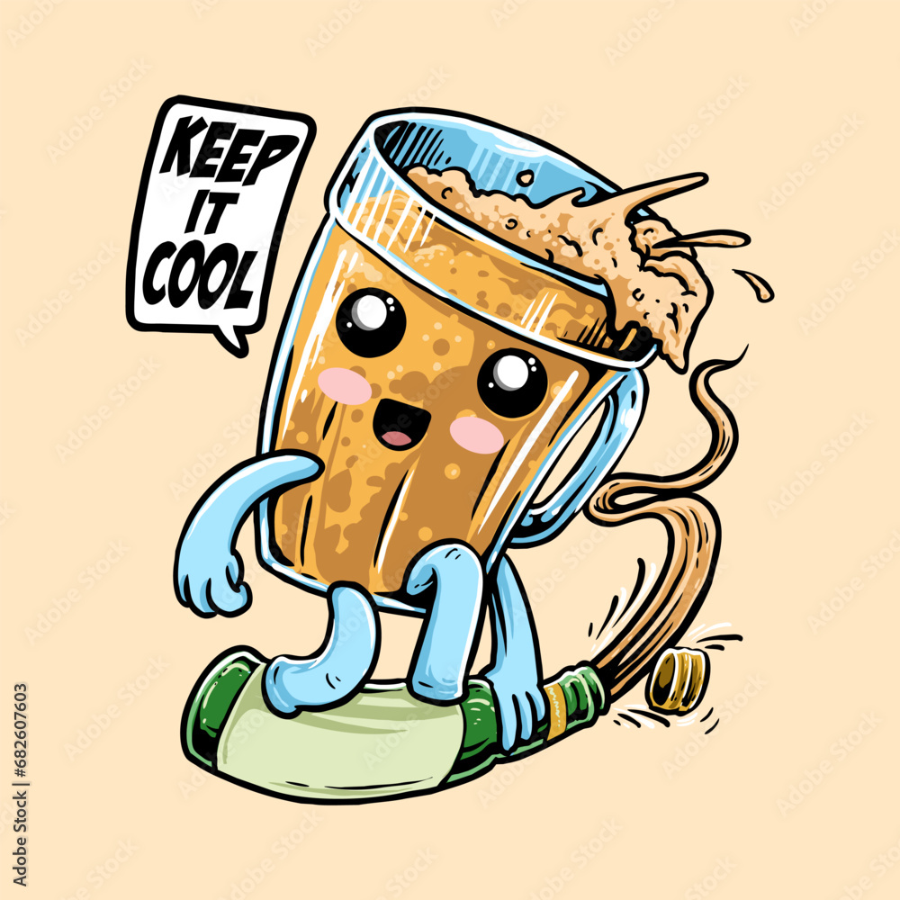 Naklejka premium drink cartoon character