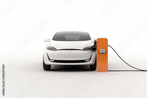 E-mobility, electric car charging battery on white background. 3d rendering, Generative AI 