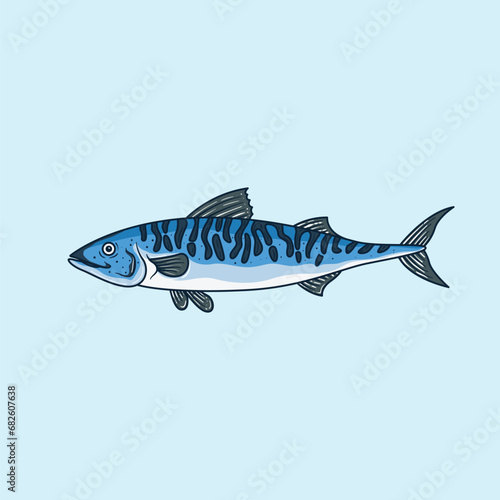 Mackerel fish cartoon icon illustration