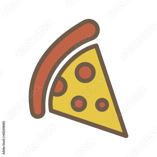 Pizza Icon Vector Cartoon Style