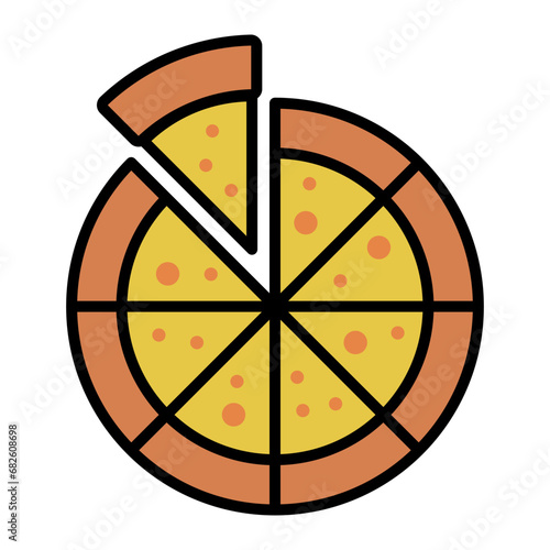 Pizza Icon Vector Cartoon Style