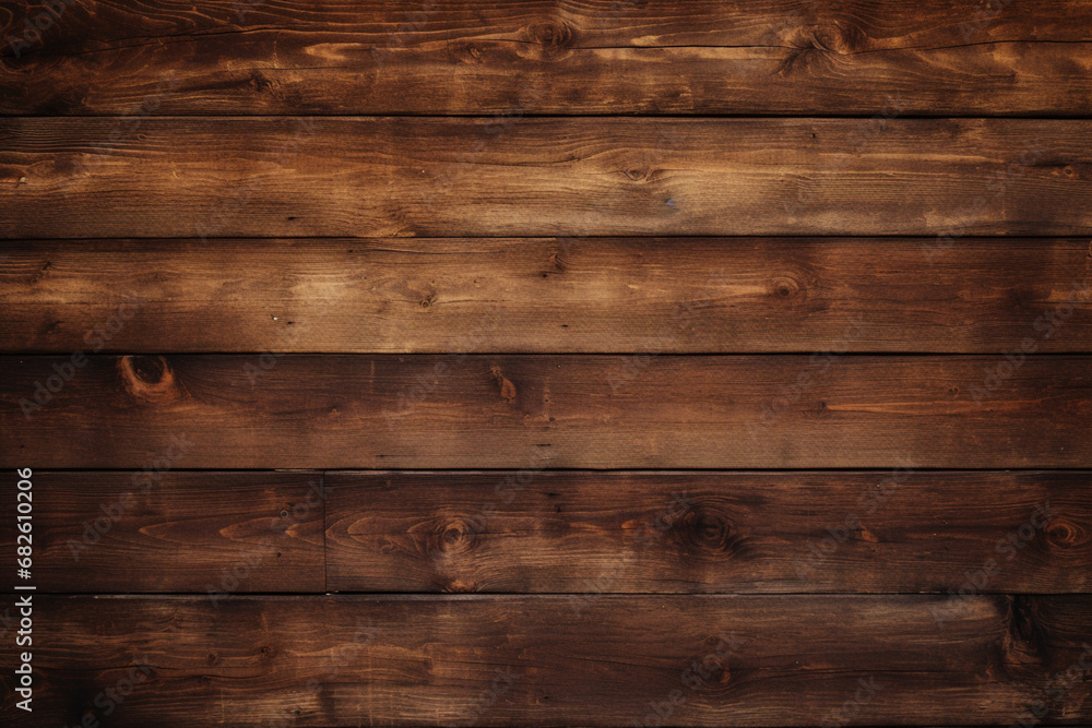 木材の茶色や黒色の壁の板パネルのテクスチャの背景画像。　Wood brown or black wall plank panel texture background image、Generative AI	 - obrazy, fototapety, plakaty 