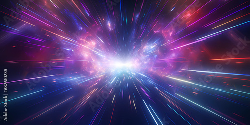 A colorful blue and pink light effect in space