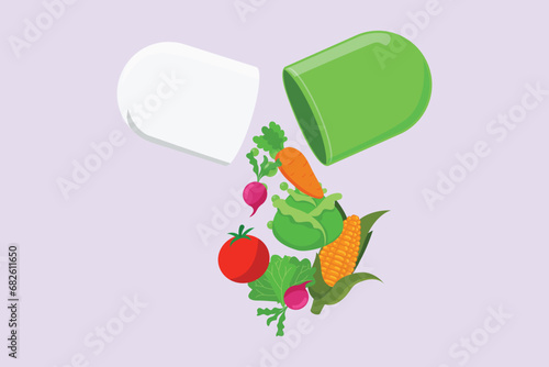 Nutrition Food. Food and health concept. Colored flat vector illustration isolated.