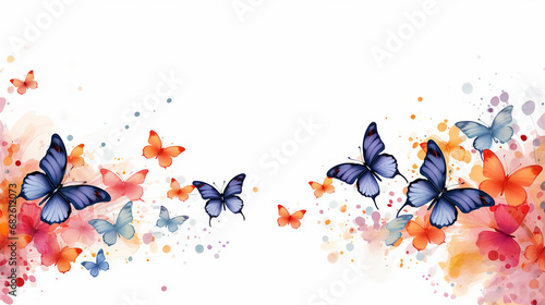 fluttering butterflies in cute funny with cartoon kawaii style