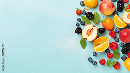 summer vitamin food concept various fruit and berries