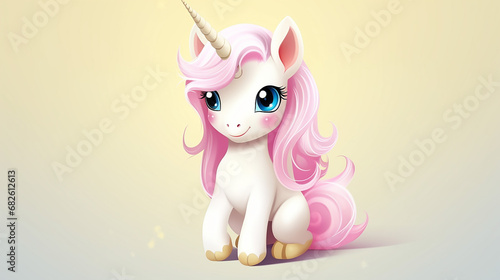 tiny unicorn in cute funny with cartoon kawaii style © Aura