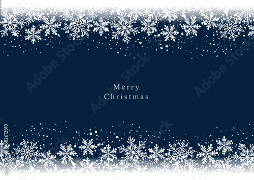 Merry Christmas background　クリスマスの雪の結晶の背景フレーム
