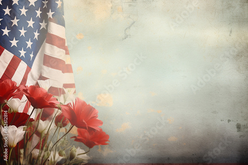 US Memorial Day,American culture with American Flag at Background with empty space for text photo