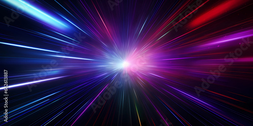 Blue  purple and green light bursts into space