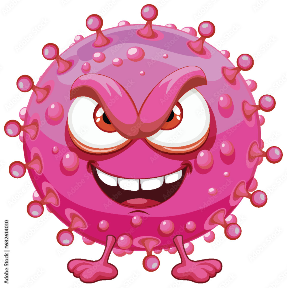Pink Germ Virus Monster Cartoon Character