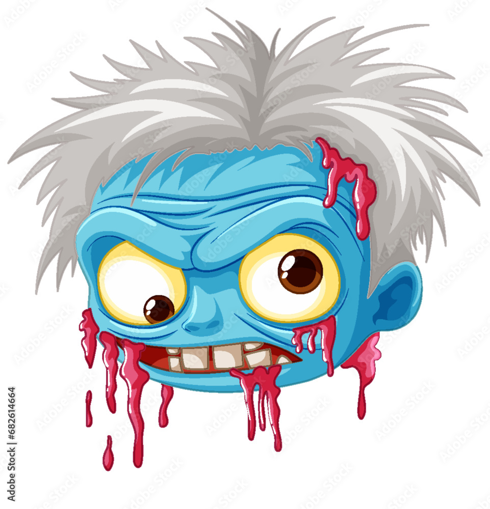 Naklejka premium Isolated Cartoon Zombie Head Illustration