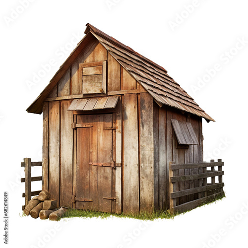 Chicken coop, transparent background, isolated image, generative AI