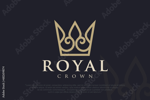 Crown Logo design Vector Template. Royal,King Queen luxury symbol.