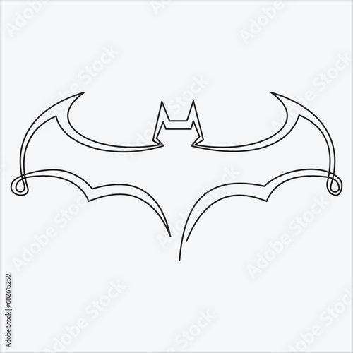 Continuous line drawing outline vector illustration bat art 