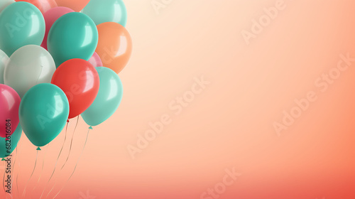 colorful balloons on a orange background